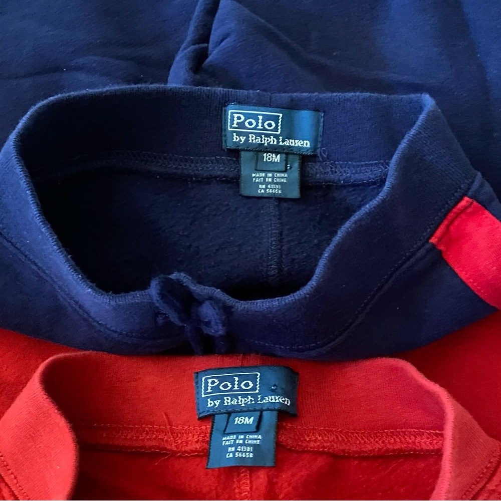 Ralph Lauren Fleece Sweatpants Red and Blue Bottoms Set - Picture 4 of 4